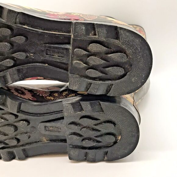 Puddletons Cozy Classic 11" Tall Rain Boots Women's 10 Floral Gussets Waterproof - Picture 10 of 11